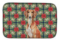 Red Saluki Christmas PoinsettIas Dish Drying Mat Absorbent Dish Drying Mat Pad for Kitchen Counter Dish Drainer Mat for Countertop, 14 x 21", Multicolor