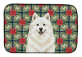 Cream Samoyed Christmas PoinsettIas Dish Drying Mat Absorbent Dish Drying Mat Pad for Kitchen Counter Dish Drainer Mat for Countertop, 14 x 21", Multicolor