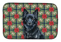 Schipperke Christmas PoinsettIas Dish Drying Mat Absorbent Dish Drying Mat Pad for Kitchen Counter Dish Drainer Mat for Countertop, 14 x 21", Multicolor