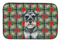 Schnauzer Christmas PoinsettIas Dish Drying Mat Absorbent Dish Drying Mat Pad for Kitchen Counter Dish Drainer Mat for Countertop, 14 x 21", Multicolor