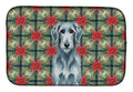 Blue-Gray Scottish Deerhound Christmas PoinsettIas Dish Drying Mat Absorbent Dish Drying Mat Pad for Kitchen Counter Dish Drainer Mat for Countertop, 14 x 21", Multicolor