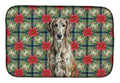 Brindle Scottish Deerhound Christmas PoinsettIas Dish Drying Mat Absorbent Dish Drying Mat Pad for Kitchen Counter Dish Drainer Mat for Countertop, 14 x 21", Multicolor