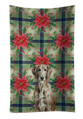 Brindle Scottish Deerhound Christmas PoinsettIas Kitchen Towel Velour Plush Front and Cotton Loop Back Machine Washable