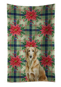 Wheaten Scottish Deerhound Christmas PoinsettIas Kitchen Towel Velour Plush Front and Cotton Loop Back Machine Washable