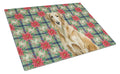 Wheaten Scottish Deerhound Christmas PoinsettIas Cutting Board Tempered Glass Kitchen Cutting Surface, Heat Resistant Chopping, Non-Slip Feet, Food Prep & Serving
