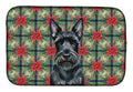 Scottish Terrier Christmas PoinsettIas Dish Drying Mat Absorbent Dish Drying Mat Pad for Kitchen Counter Dish Drainer Mat for Countertop, 14 x 21", Multicolor