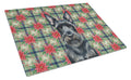 Scottish Terrier Christmas PoinsettIas Cutting Board Tempered Glass Kitchen Cutting Surface, Heat Resistant Chopping, Non-Slip Feet, Food Prep & Serving