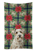 Sealyham Terrier Christmas PoinsettIas Kitchen Towel Velour Plush Front and Cotton Loop Back Machine Washable