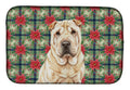 Shar Pei Christmas PoinsettIas Dish Drying Mat Absorbent Dish Drying Mat Pad for Kitchen Counter Dish Drainer Mat for Countertop, 14 x 21", Multicolor