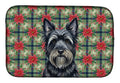 Black Skye Terrier Christmas PoinsettIas Dish Drying Mat Absorbent Dish Drying Mat Pad for Kitchen Counter Dish Drainer Mat for Countertop, 14 x 21", Multicolor