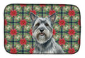 Gray Skye Terrier Christmas PoinsettIas Dish Drying Mat Absorbent Dish Drying Mat Pad for Kitchen Counter Dish Drainer Mat for Countertop, 14 x 21", Multicolor