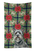 Gray Skye Terrier Christmas PoinsettIas Kitchen Towel Velour Plush Front and Cotton Loop Back Machine Washable