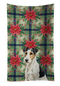 Smooth Fox Terrier Christmas PoinsettIas Kitchen Towel Velour Plush Front and Cotton Loop Back Machine Washable
