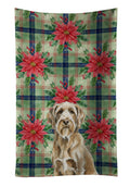 Spinone Italiano Christmas PoinsettIas Kitchen Towel Velour Plush Front and Cotton Loop Back Machine Washable