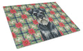 Standard Schnauzer Christmas PoinsettIas Cutting Board Tempered Glass Kitchen Cutting Surface, Heat Resistant Chopping, Non-Slip Feet, Food Prep & Serving