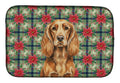 Sussex Spaniel Christmas PoinsettIas Dish Drying Mat Absorbent Dish Drying Mat Pad for Kitchen Counter Dish Drainer Mat for Countertop, 14 x 21", Multicolor