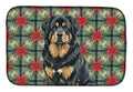 Black and Tan Tibetan Mastiff Christmas PoinsettIas Dish Drying Mat Absorbent Dish Drying Mat Pad for Kitchen Counter Dish Drainer Mat for Countertop, 14 x 21", Multicolor