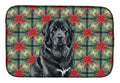 Black Tibetan Mastiff Christmas PoinsettIas Dish Drying Mat Absorbent Dish Drying Mat Pad for Kitchen Counter Dish Drainer Mat for Countertop, 14 x 21", Multicolor