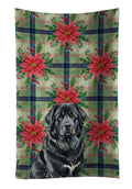 Black Tibetan Mastiff Christmas PoinsettIas Kitchen Towel Velour Plush Front and Cotton Loop Back Machine Washable