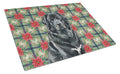 Black Tibetan Mastiff Christmas PoinsettIas Cutting Board Tempered Glass Kitchen Cutting Surface, Heat Resistant Chopping, Non-Slip Feet, Food Prep & Serving
