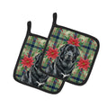 Black Tibetan Mastiff Christmas PoinsettIas Pot Holder Set of 2 Heat Resistant Quilted Hot Pads 7.5 x 7.5 Inch, Insulated Kitchen Trivets for Cooking & Baking