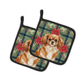 Red Tibetan Spaniel Christmas PoinsettIas Pot Holder Set of 2 Heat Resistant Quilted Hot Pads 7.5 x 7.5 Inch, Insulated Kitchen Trivets for Cooking & Baking