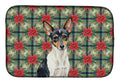 Toy Fox Terrier Christmas PoinsettIas Dish Drying Mat Absorbent Dish Drying Mat Pad for Kitchen Counter Dish Drainer Mat for Countertop, 14 x 21", Multicolor