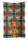 Vizsla Christmas PoinsettIas Kitchen Towel Velour Plush Front and Cotton Loop Back Machine Washable