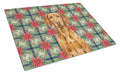 Vizsla Christmas PoinsettIas Cutting Board Tempered Glass Kitchen Cutting Surface, Heat Resistant Chopping, Non-Slip Feet, Food Prep & Serving