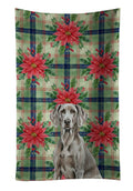 Weimaraner Christmas PoinsettIas Kitchen Towel Velour Plush Front and Cotton Loop Back Machine Washable