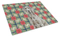 Weimaraner Christmas PoinsettIas Cutting Board Tempered Glass Kitchen Cutting Surface, Heat Resistant Chopping, Non-Slip Feet, Food Prep & Serving