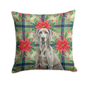 Weimaraner Christmas PoinsettIas Decorative Throw Pillow 14x14 Indoor Outdoor Accent Cushion, Fabric Cover with Insert for Sofa, Bed, Porch & Living Room