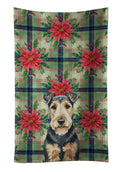 Welsh Terrier Christmas PoinsettIas Kitchen Towel Velour Plush Front and Cotton Loop Back Machine Washable