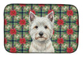 Westie Christmas PoinsettIas Dish Drying Mat Absorbent Dish Drying Mat Pad for Kitchen Counter Dish Drainer Mat for Countertop, 14 x 21", Multicolor