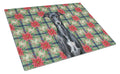 Black Whippet Christmas PoinsettIas Cutting Board Tempered Glass Kitchen Cutting Surface, Heat Resistant Chopping, Non-Slip Feet, Food Prep & Serving