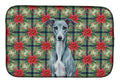 Blue Whippet Christmas PoinsettIas Dish Drying Mat Absorbent Dish Drying Mat Pad for Kitchen Counter Dish Drainer Mat for Countertop, 14 x 21", Multicolor