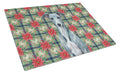 Blue Whippet Christmas PoinsettIas Cutting Board Tempered Glass Kitchen Cutting Surface, Heat Resistant Chopping, Non-Slip Feet, Food Prep & Serving