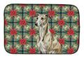 Brindle Whippet Christmas PoinsettIas Dish Drying Mat Absorbent Dish Drying Mat Pad for Kitchen Counter Dish Drainer Mat for Countertop, 14 x 21", Multicolor