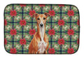 Red Whippet Christmas PoinsettIas Dish Drying Mat Absorbent Dish Drying Mat Pad for Kitchen Counter Dish Drainer Mat for Countertop, 14 x 21", Multicolor