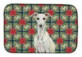 White Whippet Christmas PoinsettIas Dish Drying Mat Absorbent Dish Drying Mat Pad for Kitchen Counter Dish Drainer Mat for Countertop, 14 x 21", Multicolor