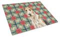 Wire Fox Terrier Christmas PoinsettIas Cutting Board Tempered Glass Kitchen Cutting Surface, Heat Resistant Chopping, Non-Slip Feet, Food Prep & Serving