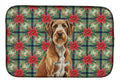 Wirehaired Pointing Griffon Christmas PoinsettIas Dish Drying Mat Absorbent Dish Drying Mat Pad for Kitchen Counter Dish Drainer Mat for Countertop, 14 x 21", Multicolor