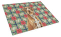 Wirehaired Pointing Griffon Christmas PoinsettIas Cutting Board Tempered Glass Kitchen Cutting Surface, Heat Resistant Chopping, Non-Slip Feet, Food Prep & Serving