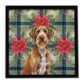 Wirehaired Pointing Griffon Christmas PoinsettIas Framed Metal Print Bathroom, Kitchen, Office, Home Decor Wall Art Ready to Hang, Square, 8X8