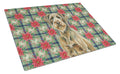Chestnut Wirehaired Pointing Griffon Christmas PoinsettIas Cutting Board Tempered Glass Kitchen Cutting Surface, Heat Resistant Chopping, Non-Slip Feet, Food Prep & Serving
