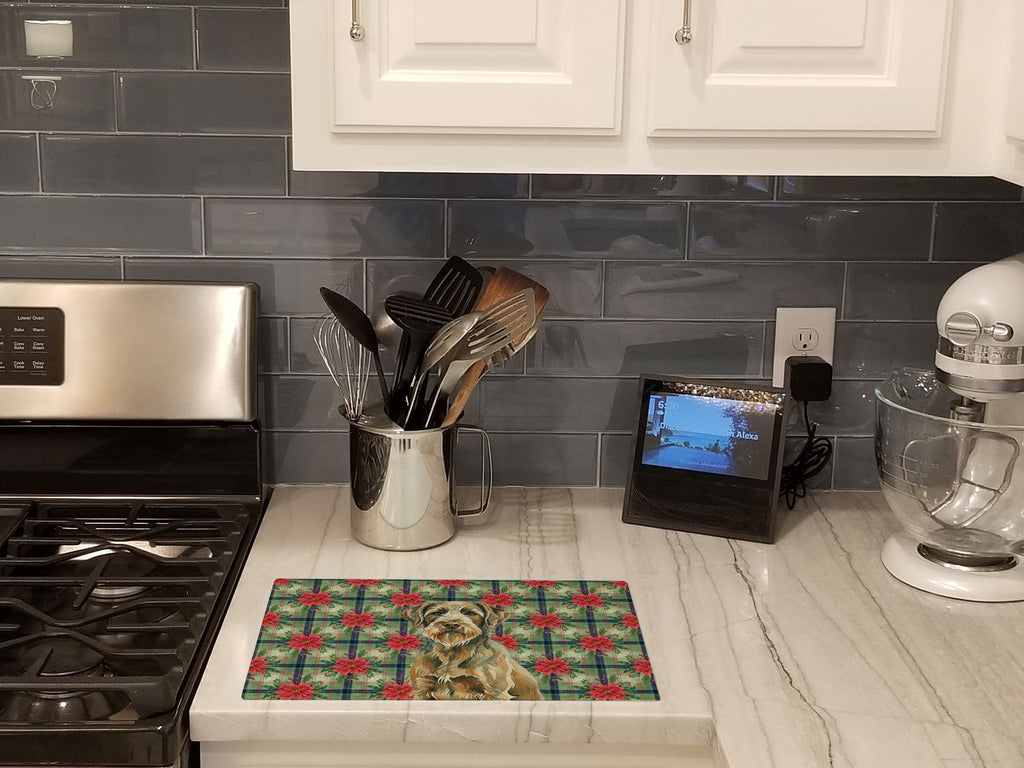 Chestnut Wirehaired Pointing Griffon Christmas PoinsettIas Cutting Board Tempered Glass Kitchen Cutting Surface, Heat Resistant Chopping, Non-Slip Feet, Food Prep & Serving