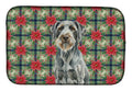 Steel Gray Wirehaired Pointing Griffon Christmas PoinsettIas Dish Drying Mat Absorbent Dish Drying Mat Pad for Kitchen Counter Dish Drainer Mat for Countertop, 14 x 21", Multicolor