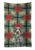 Steel Gray Wirehaired Pointing Griffon Christmas PoinsettIas Kitchen Towel Velour Plush Front and Cotton Loop Back Machine Washable