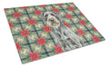 Steel Gray Wirehaired Pointing Griffon Christmas PoinsettIas Cutting Board Tempered Glass Kitchen Cutting Surface, Heat Resistant Chopping, Non-Slip Feet, Food Prep & Serving