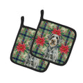 Steel Gray Wirehaired Pointing Griffon Christmas PoinsettIas Pot Holder Set of 2 Heat Resistant Quilted Hot Pads 7.5 x 7.5 Inch, Insulated Kitchen Trivets for Cooking & Baking